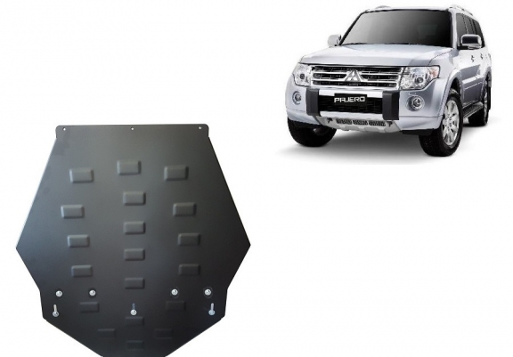 Steel gearbox skid plate for Mitsubishi Pajero 4 (V80, V90)