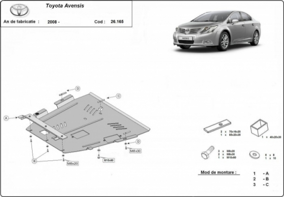 Steel skid plate for Toyota Avensis