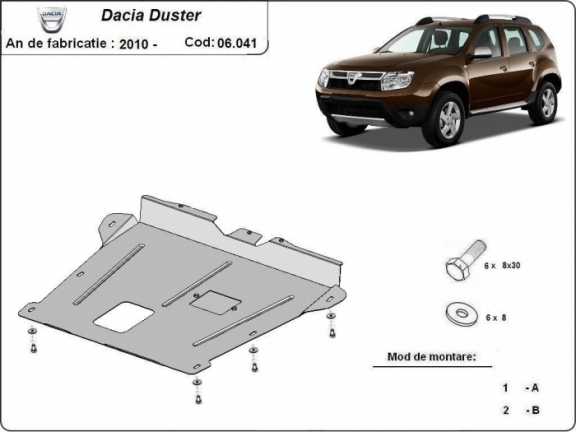 Steel skid plate for Dacia Duster