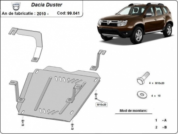 Steel fuel tank skid plate  for Dacia Duster
