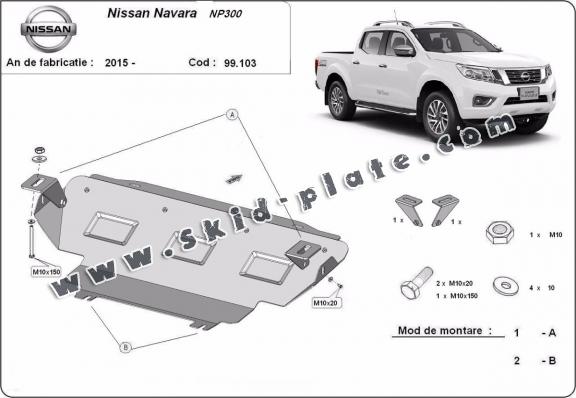 Steel radiator skid plate for Nissan Navara NP300