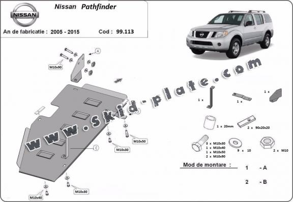 Steel fuel tank skid plate  for Nissan Pathfinder D40