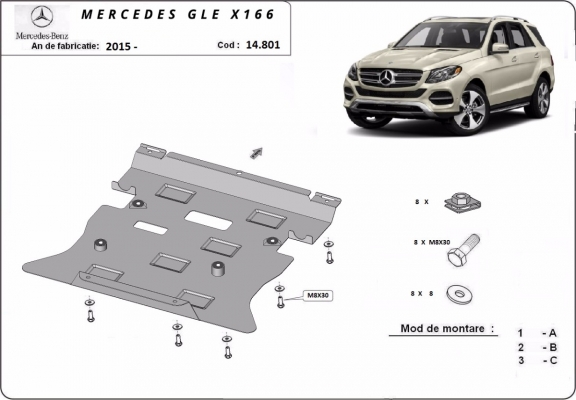 Steel skid plate for Mercedes GLE X166