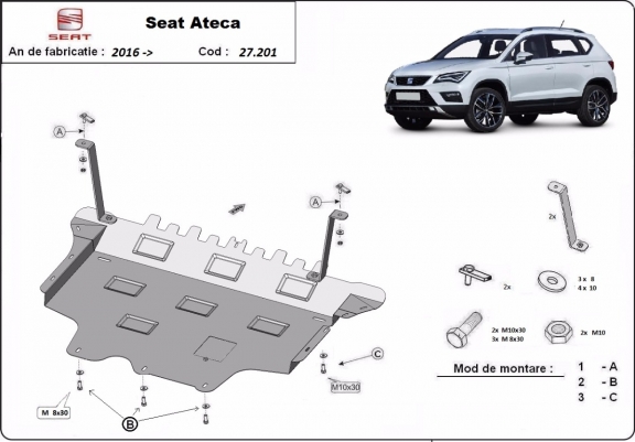 Steel skid plate for Seat Ateca