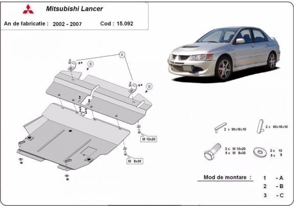 Steel skid plate for Mitsubishi Lancer