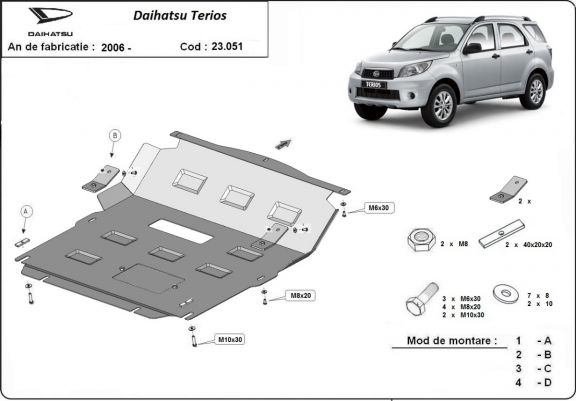 Steel skid plate for Daihatsu Terios