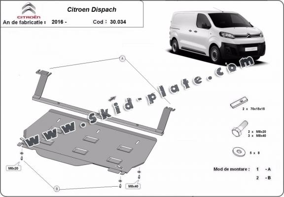 Steel skid plate for Citroen Dispatch Panel Van