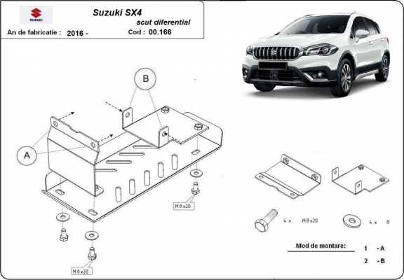Steel diferential skid plate for Suzuki SX4