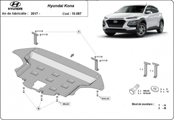 Steel skid plate for Hyundai Kona