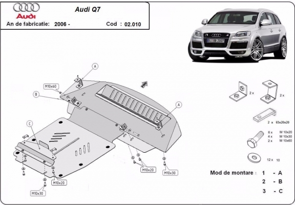 Steel skid plate for Audi Q7 S-Line
