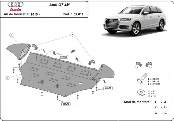 Steel skid plate for Audi Q7 
