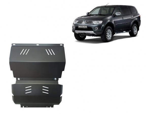Steel skid plate for the protection of the engine and the radiator for Mitsubishi Pajero Sport 2