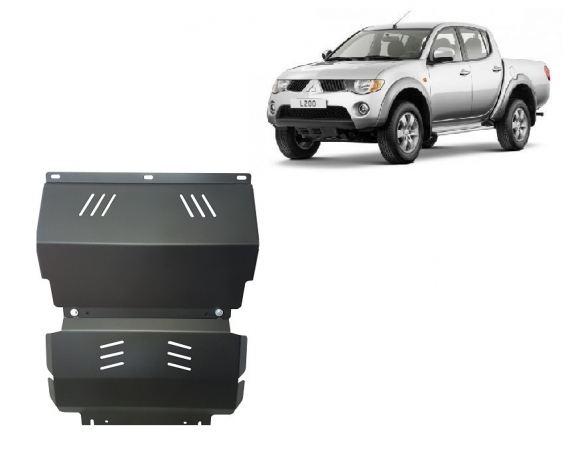 Steel skid plate for the protection of the engine and the radiator for Mitsubishi L 200