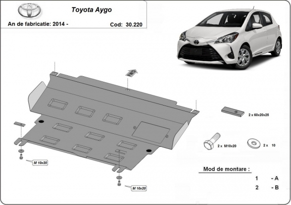 Steel skid plate for Toyota Aygo AB40