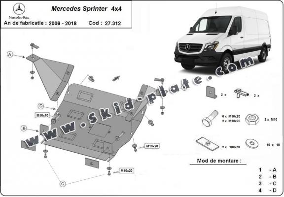 Steel skid plate for Mercedes Sprinter 4x4
