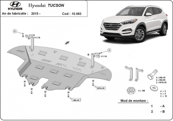 Steel skid plate for Hyundai Tucson