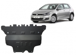 Steel skid plate for the protection of the engine and the gearbox for VW Golf 7 - automatic gearbox