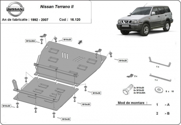 Steel skid plate for Nissan Terrano II 