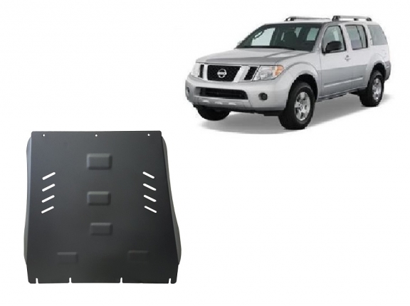 Steel gearbox and differential skid plate for Nissan Pathfinder