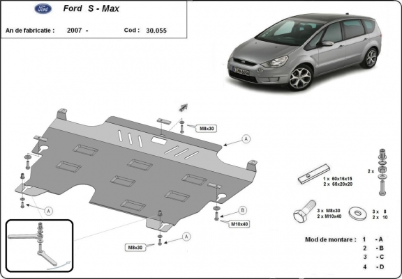 Steel skid plate for Ford S-Max