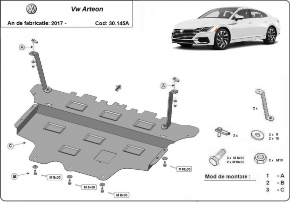 Steel skid plate for VW Arteon - automatic gearbox
