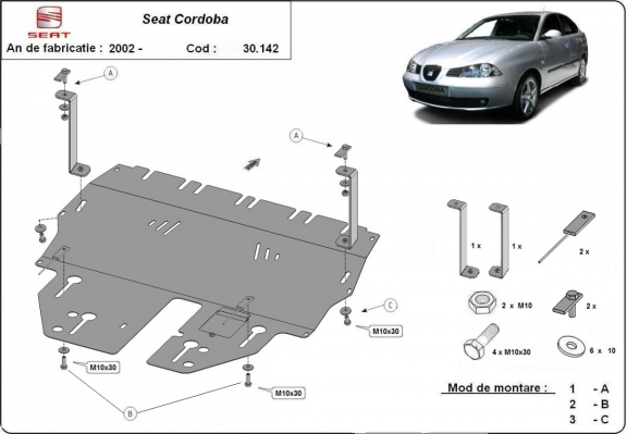 Steel skid plate for Seat Cordoba
