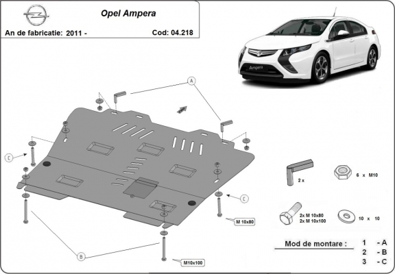 Steel skid plate for  Opel Ampera