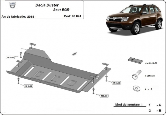 Steel EGR, system STOP&GO guard  for Dacia Duster