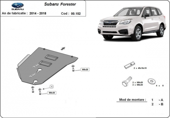 Steel manual gearbox skid plate for Subaru Forester 4