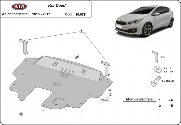 Steel skid plate for Kia Ceed 