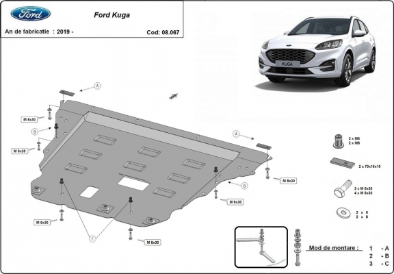 Steel skid plate for Ford Kuga