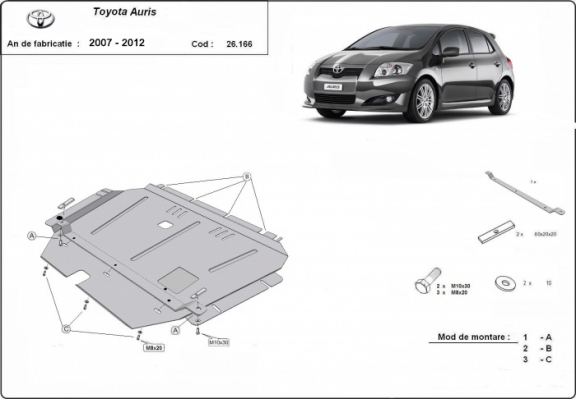 Steel skid plate for Toyota Auris