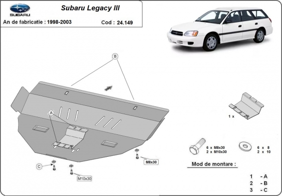 Steel skid plate for Subaru Legacy III