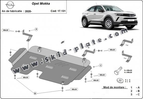 Steel skid plate for Opel Mokka B