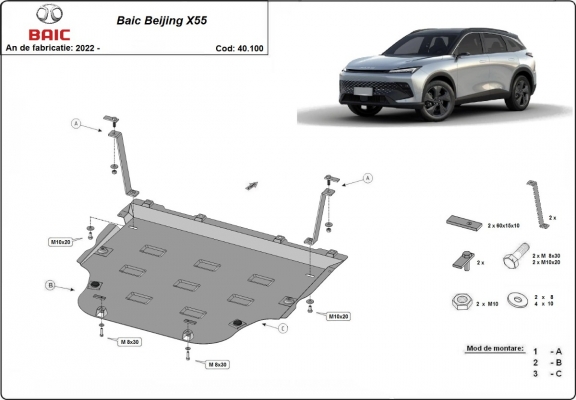 Steel skid plate for Baic Beijing X55