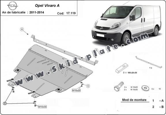 Steel skid plate for Opel Vivaro A (2011-2014)