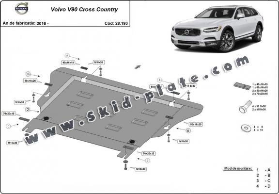 Steel skid plate for Volvo V90 Cross Country
