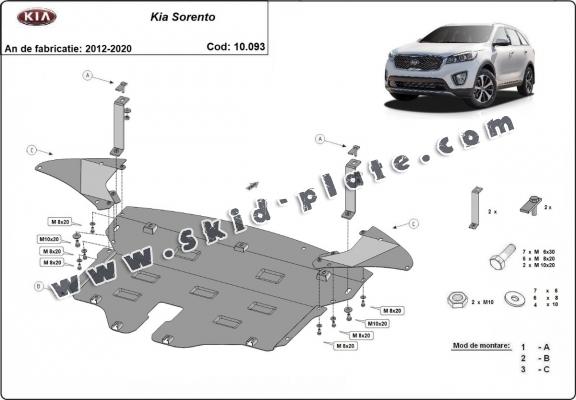 Steel skid plate for Kia Sorento UM