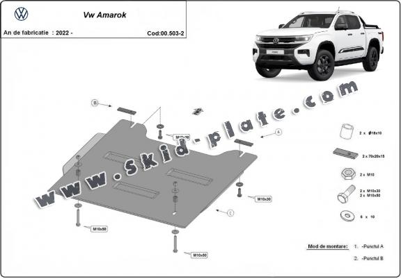 Steel transfer case skid plate for Volkswagen Amarok 2 