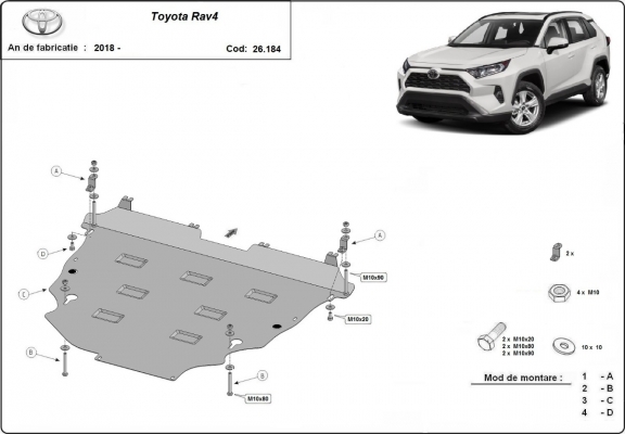 Aluminum skid plate for Toyota RAV4