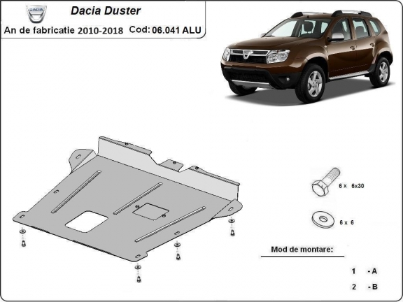 Aluminum skid plate for Dacia Duster