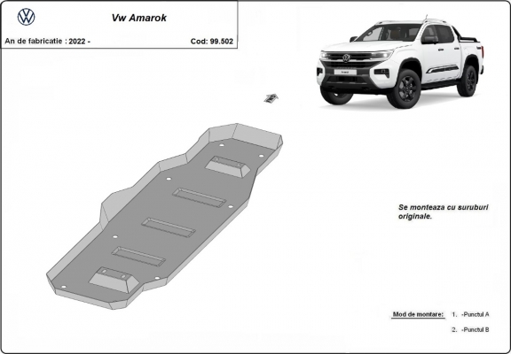 Steel fuel tank skid plate  for Volkswagen Amarok 2 (MB3G9A147CF; 2643728)