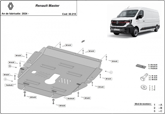 Steel skid plate for Renault Master