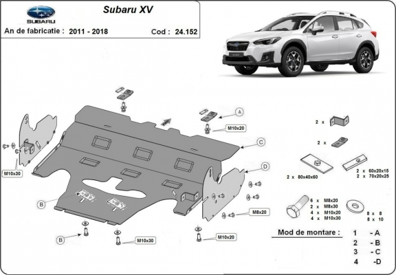 Steel skid plate for Subaru  XV