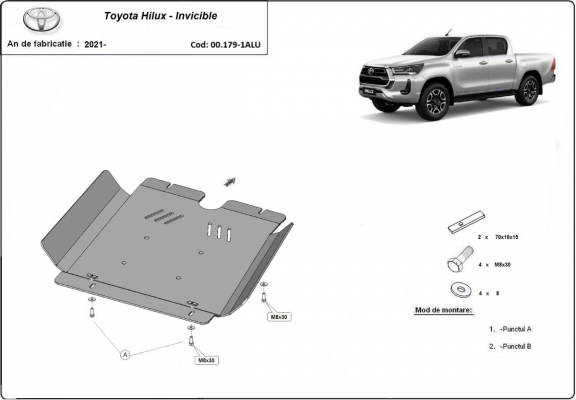 Aluminum gearbox skid plate for Toyota Hilux Invincible