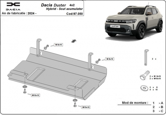 Steel battery guard for Dacia Duster Hybrid