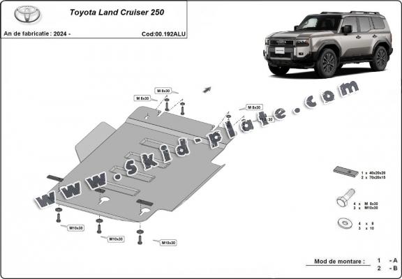 Aluminum gearbox skid plate for Toyota Land Cruiser 250