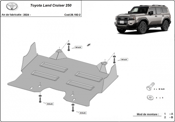 Steel skid plate for Toyota Land Cruiser 250