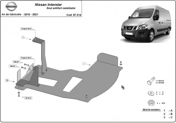Steel catalytic converter plate/cat lock for Nissan Interstar