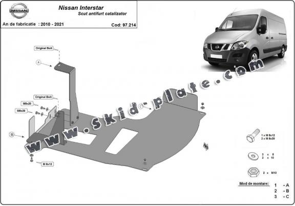 Steel catalytic converter plate/cat lock for Nissan Interstar